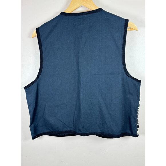 Women’s VTG Vest 90s Corduroy Trim Black Zip Up  Cottage Ruffle TanTrums Large - Picture 6 of 6